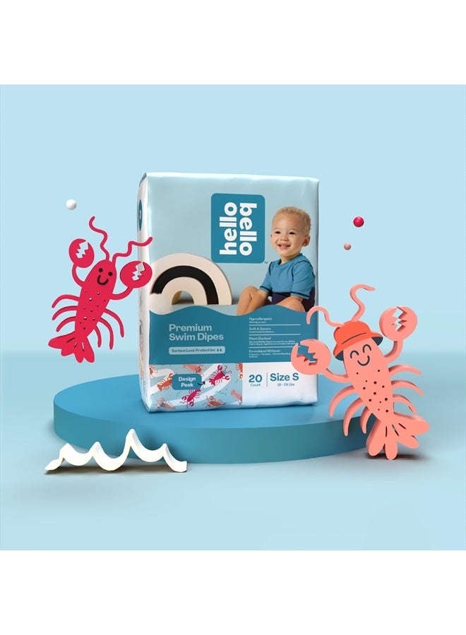 Hello Bello Premium Swim Diapers - Size S (16-28 lbs), Cute Extra-Bright Lobster Designs, 20 Count Jumbo Pack - Image 2