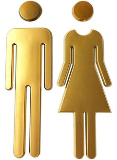 AWALOR Premium Funny Bathrooms Signs Acrylic Adhesive Backed Unisex Bathroom Sign 7.8 Golden Matte  - Image 1