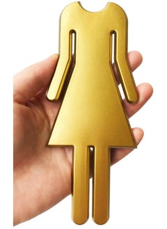 AWALOR Premium Funny Bathrooms Signs Acrylic Adhesive Backed Unisex Bathroom Sign 7.8 Golden Matte  - Image 2