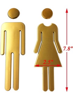 AWALOR Premium Funny Bathrooms Signs Acrylic Adhesive Backed Unisex Bathroom Sign 7.8 Golden Matte  - Image 3