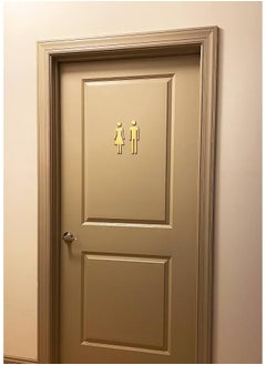 AWALOR Premium Funny Bathrooms Signs Acrylic Adhesive Backed Unisex Bathroom Sign 7.8 Golden Matte  - Image 4
