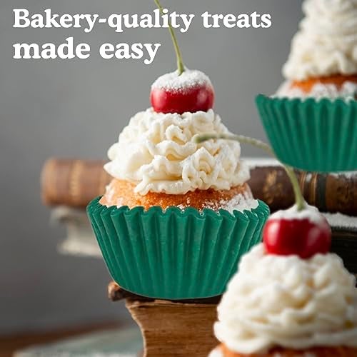 Regency Wraps أكواب الخبز الاحترافية المقاومة للدهون من ريجنسي رابز، عبوة من 40، بطانة قياسية، أخضر صلب، لكب كيك، مافن، حلوى، غير لاصق - Image 5