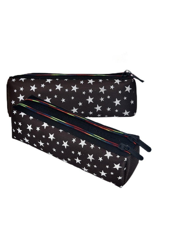 Kuber Industries Makeup Pouch | Rexine Cosmetic Pouch | Travel Makeup Pouch For Girls | Storage Makeup Bag | Star Makeup Pouch | Pack Of 2 | Black - Image 1