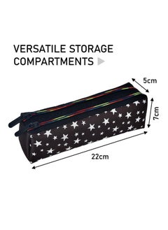 Kuber Industries Makeup Pouch | Rexine Cosmetic Pouch | Travel Makeup Pouch For Girls | Storage Makeup Bag | Star Makeup Pouch | Pack Of 2 | Black  - Image 3