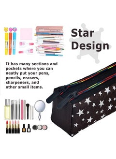 Kuber Industries Makeup Pouch | Rexine Cosmetic Pouch | Travel Makeup Pouch For Girls | Storage Makeup Bag | Star Makeup Pouch | Pack Of 2 | Black  - Image 5