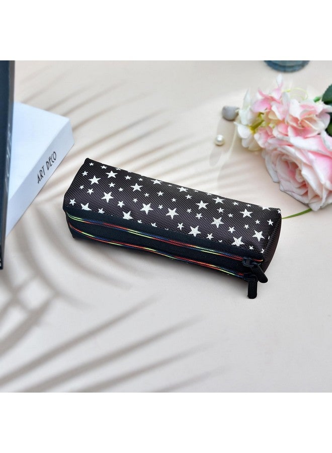 Kuber Industries Makeup Pouch | Rexine Cosmetic Pouch | Travel Makeup Pouch For Girls | Storage Makeup Bag | Star Makeup Pouch | Pack Of 2 | Black - Image 2