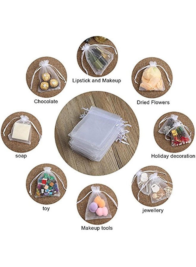 50PCS Premium Sheer Organza Bags, White Wedding Favor Bags, 4x4.72 inches(10x12cm) Jewelry Gift Bags for Party, Jewelry, Christmas, Festival, Bathroom Soaps, Makeup Organza, Wrapping Supplie - Image 5