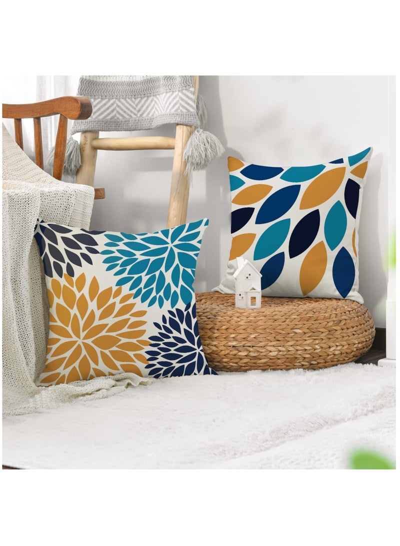 Excefore Flower Throw Pillow Covers, Set of 4 18x18 Inch  Leaf Bird Floral Outdoor Decorative Pillow Cover Linen Square Cushion Cover Pillowcases for Sofa Bed Farmhouse Home Decor - Image 4