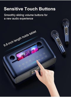 SDRD Karaoke Machine for Adults & Kids, Rechargeabl Portable Speaker with 2 UHF Wireless Microphones,Supports AUX/USB/Type C/TF Card/Bluetooth,PA System for Home, Party, Outdoors&Indoors Activities gold  - Image 5