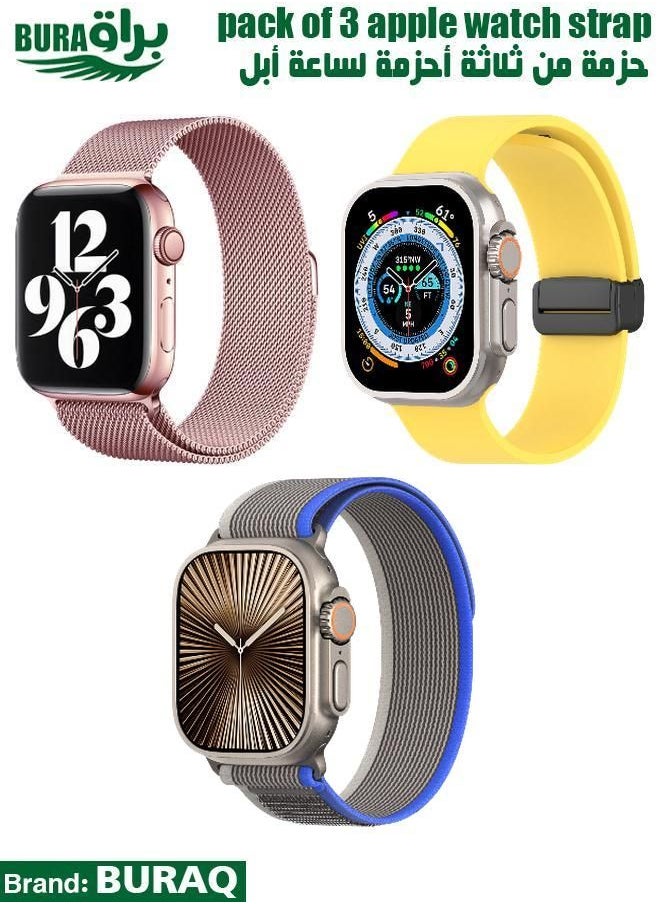 BURAQ - Apple Watch Band Strap For Apple Watch Ultra 2/Ultra 49mm, Series 10 46mm, 9/8/7 45mm, SE2/SE/6/5/4 44mm, 3/2/1 42mm - Image 1