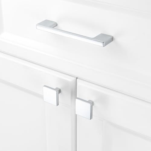 KOOFIZO 10 Pack 3-3/4 Inch Polished Chrome Kitchen Cabinet Pulls Chrome Cabinet Handles Chrome Cabinet Hardware for Kitchen Cabinets Drawer P01 Dresser Cupboard Bedroom Bathroom - Image 3