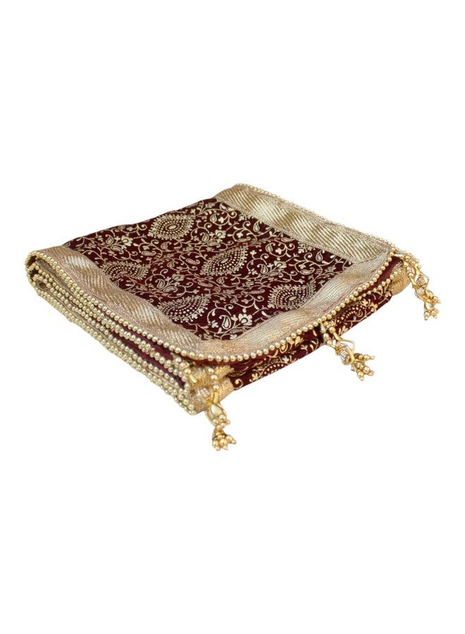 KRYPMAX Printed Groom's Safa Stole Set, Traditional Groom Safa Pagri with Stole/Dupatta, Maroon Colour (Pagdi Size: 22 to 22.5 Inch) - Image 4