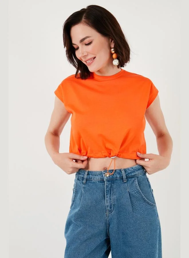 Lela Lela Crew Neck 100% Cotton Crop T Shirt Women's T SHIRT 5865587