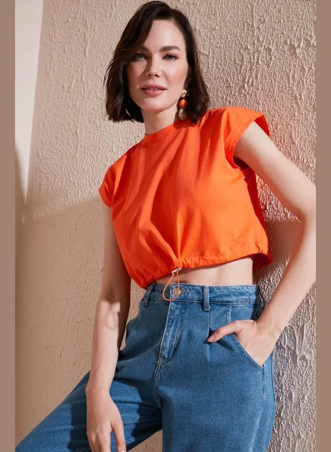 Lela Lela Crew Neck 100% Cotton Crop T Shirt Women's T SHIRT 5865587