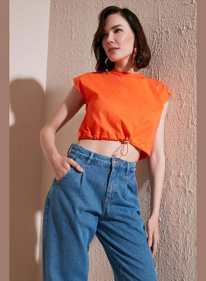 Lela Lela Crew Neck 100% Cotton Crop T Shirt Women's T SHIRT 5865587