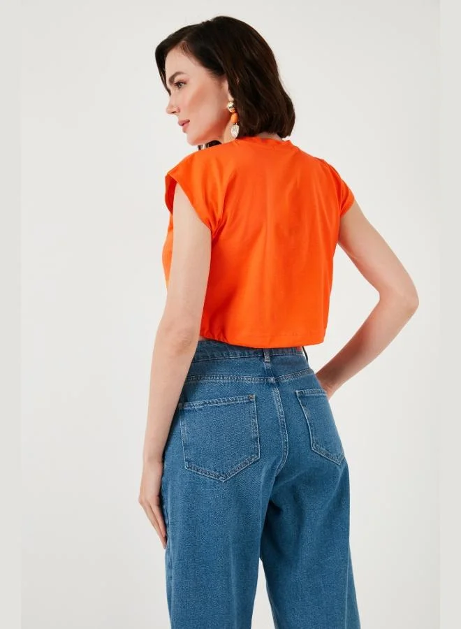 Lela  Lela Crew Neck 100% Cotton Crop T Shirt Women's T SHIRT 5865587 for Women | Best Price UAE
