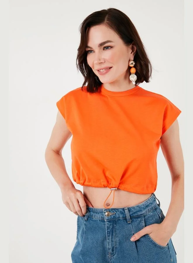 Lela  Lela Crew Neck 100% Cotton Crop T Shirt Women's T SHIRT 5865587 for Women | Best Price UAE