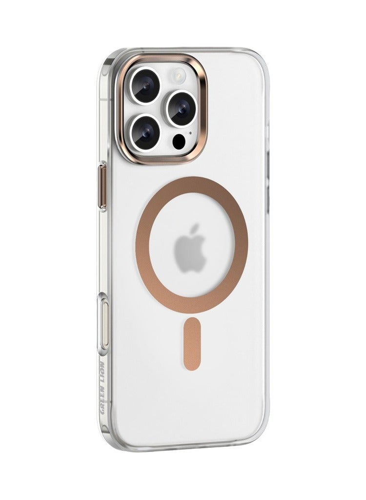 GREEN LION iPhone 16 Pro Matte MagSafe Case / Anti Fingerprint / Anti Scratch / Anti Yellowing / Daily Protection / Precise Cutouts / HD Clarity / MagSafe Compatible/ Camera Protection / Drop Protection / Maximum Protection / Matte Shield / 360°Comprehensive Protection / Crystal Clear - Gold - Image 2