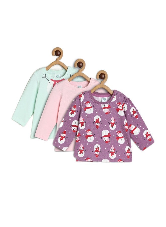miniklub Baby Round Neck Full Sleeve Knitted Cotton Multi Color Top, Pack Of 3 (3-6M) - Image 1