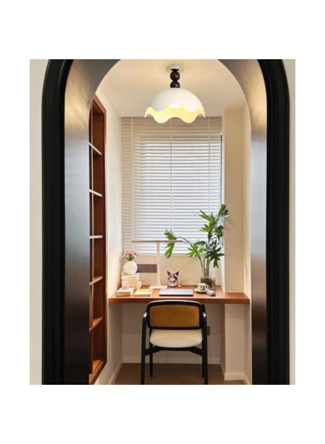 Art White Round Corridor Ceiling Lamps with Base Three Color Dimmable Ceiling Light Japanese Wabi-sabi Balcony Close to Ceiling Lights for Living Room Dining Room Study Bedroom  - Image 2