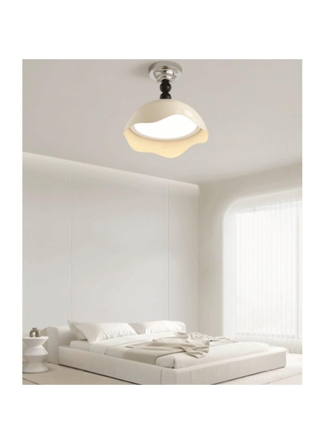 Art White Round Corridor Ceiling Lamps with Base Three Color Dimmable Ceiling Light Japanese Wabi-sabi Balcony Close to Ceiling Lights for Living Room Dining Room Study Bedroom  - Image 4