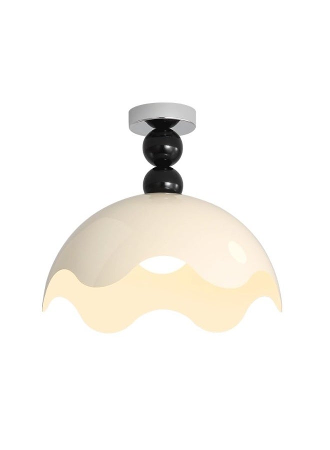 Art White Round Corridor Ceiling Lamps with Base Three Color Dimmable Ceiling Light Japanese Wabi-sabi Balcony Close to Ceiling Lights for Living Room Dining Room Study Bedroom  - Image 1