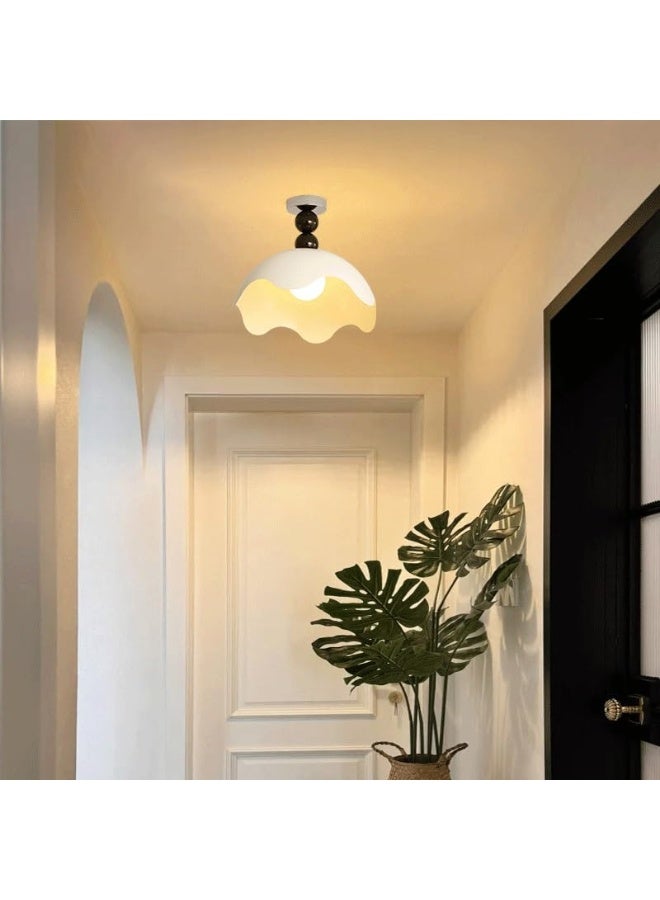 Art White Round Corridor Ceiling Lamps with Base Three Color Dimmable Ceiling Light Japanese Wabi-sabi Balcony Close to Ceiling Lights for Living Room Dining Room Study Bedroom  - Image 3