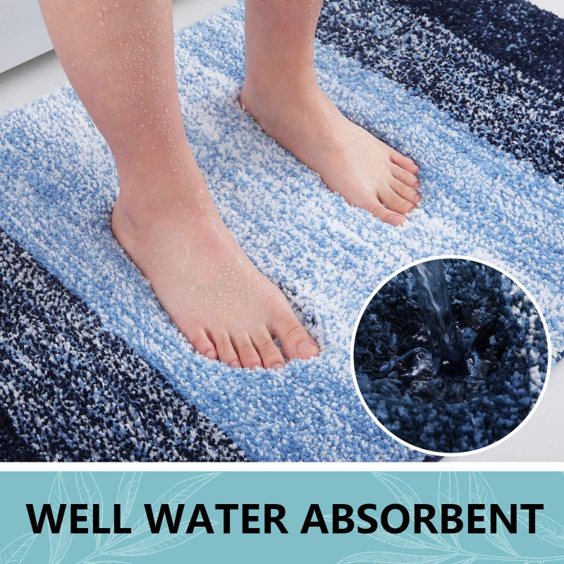Arotive Microfiber Bathroom Rugs, Shaggy Soft and Absorbent Bath Rug, Non-Slip, Thick Plush Machine Washable Dry Bath Mats for Bathroom, Tub and Shower, 30x20, Blue, Rectangular - Image 3