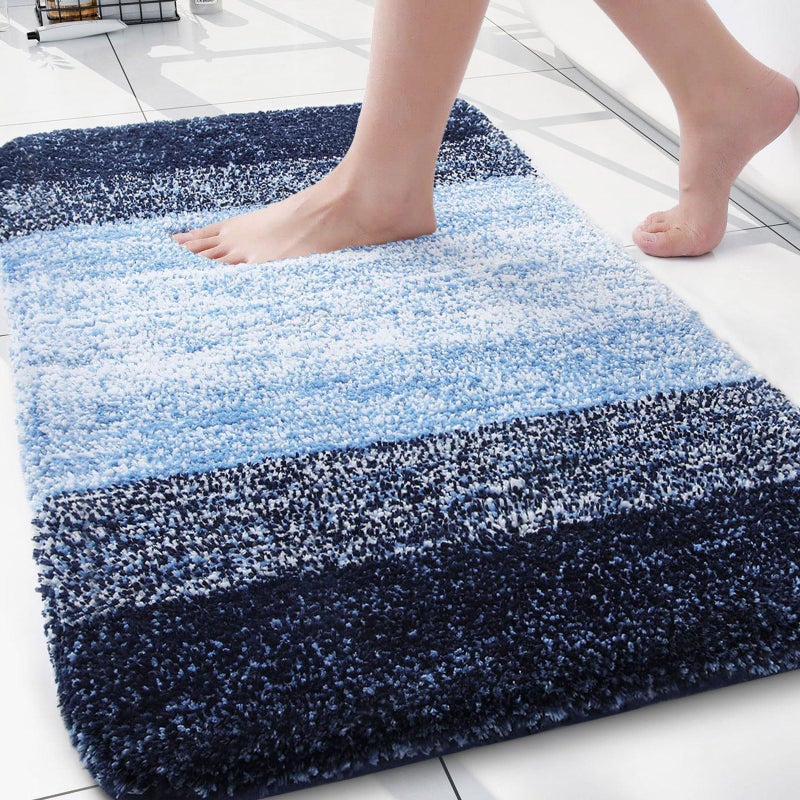 Arotive Microfiber Bathroom Rugs, Shaggy Soft and Absorbent Bath Rug, Non-Slip, Thick Plush Machine Washable Dry Bath Mats for Bathroom, Tub and Shower, 30x20, Blue, Rectangular - Image 1