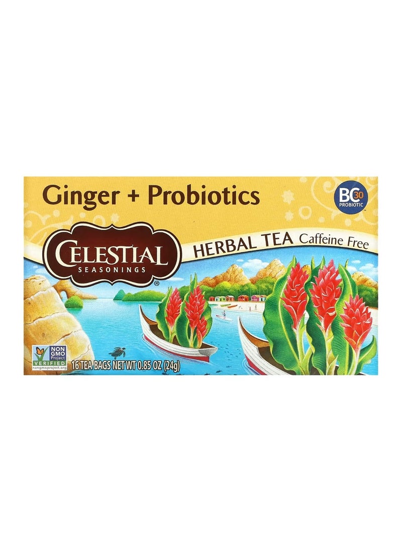 CELESTIAL SEASONINGS Celestial Seasonings, Herbal Tea, Ginger + Probiotics, Caffeine Free, 20 Tea Bags, 1.1 oz (31 g) 