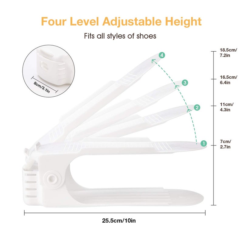 Neprock Shoe Slots Organizer, 20 Pack Adjustable Shoe Rack Stacker Storage Space Saver, Double Deck Shoe Rack Holder for Closet Organization (White) - Image 3