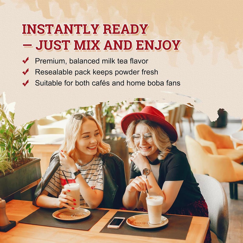 52USA Milk Tea Flavored Powder (3-in-1) 1kg - Instant Pre-Mixed Beverage Powder with Cream, Sugar & Milk Tea Flavor for Hot or Cold Drinks & Frappes - Image 2