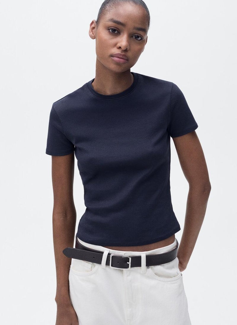 MANGO Fitted Cotton T-Shirt  - Image 1