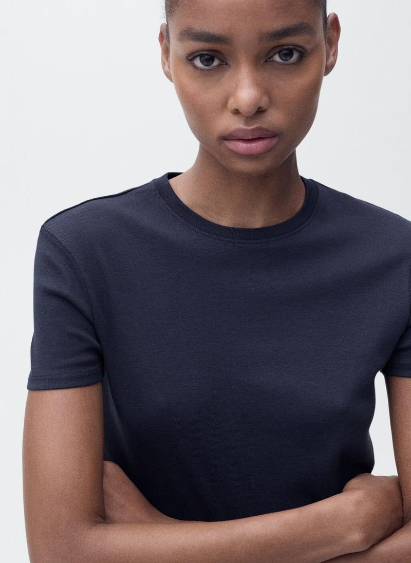 MANGO Fitted Cotton T-Shirt  - Image 3