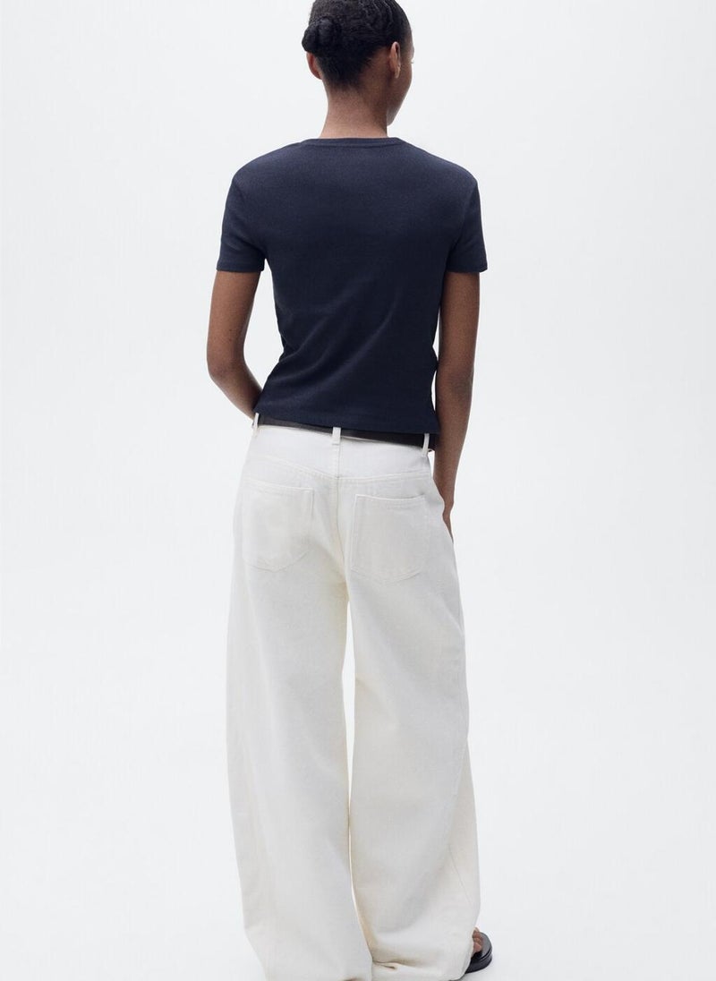 MANGO Fitted Cotton T-Shirt  - Image 2
