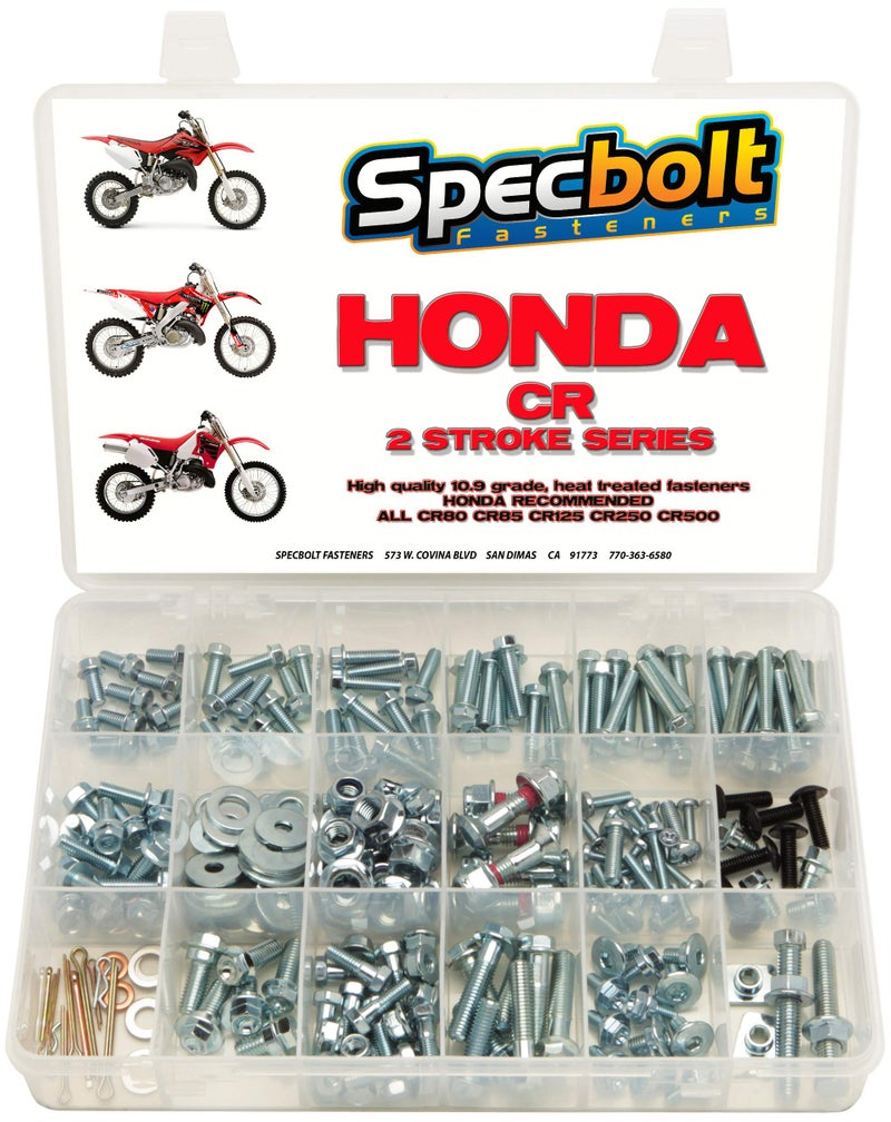 Specbolt Fasteners طقم براغي Specbolt هوندا CR ثنائي الأشواط مكون من 250 قطعة للصيانة والترميم لدراجة MX الترابية CR80 CR85 CR125 CR250 CR500 - Image 1