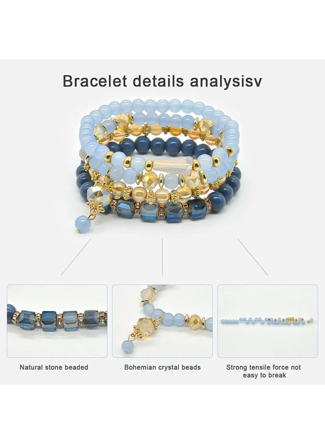 VONRU Bohemian Bracelet Sets for Women - 6 Sets Stackable Stretch Bracelets Multi-color Boho Jewelry for Women Hippie Bracelets Dainty Jewelry Best Friend Gift, No Size, Plastic, not known - Image 2