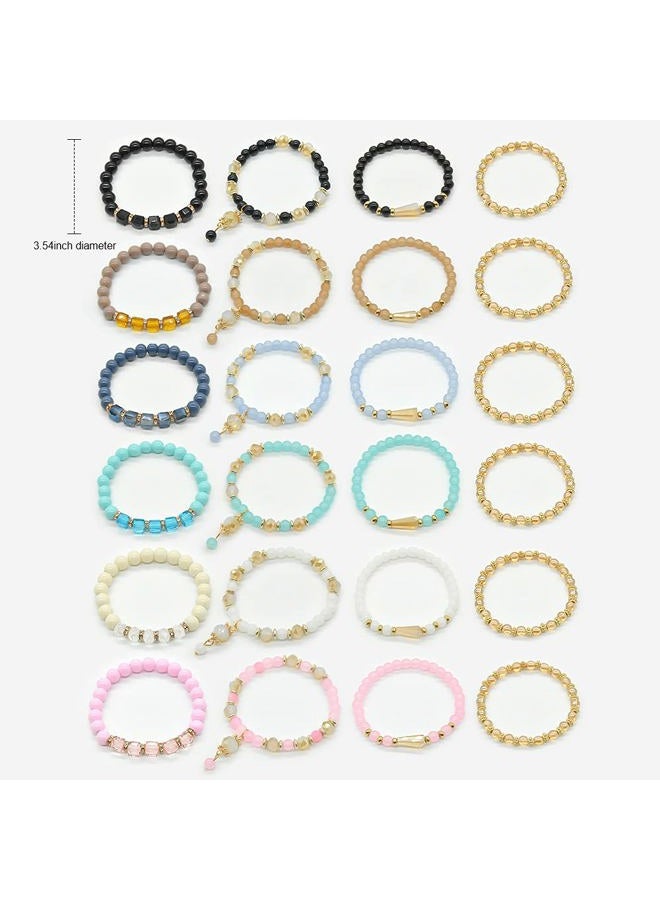 VONRU Bohemian Bracelet Sets for Women - 6 Sets Stackable Stretch Bracelets Multi-color Boho Jewelry for Women Hippie Bracelets Dainty Jewelry Best Friend Gift, No Size, Plastic, not known - Image 3