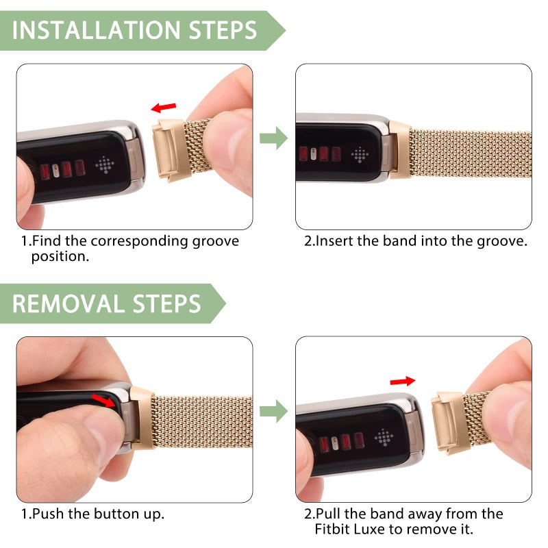 Vanjua Metal Band Compatible with Fitbit Luxe Bands, Stainless Steel Mesh Loop Adjustable Wristband Replacement Strap for Fitbit Luxe/Luxe Special Edition Fitness Tracker Women Men (Rose Gold) - Image 5