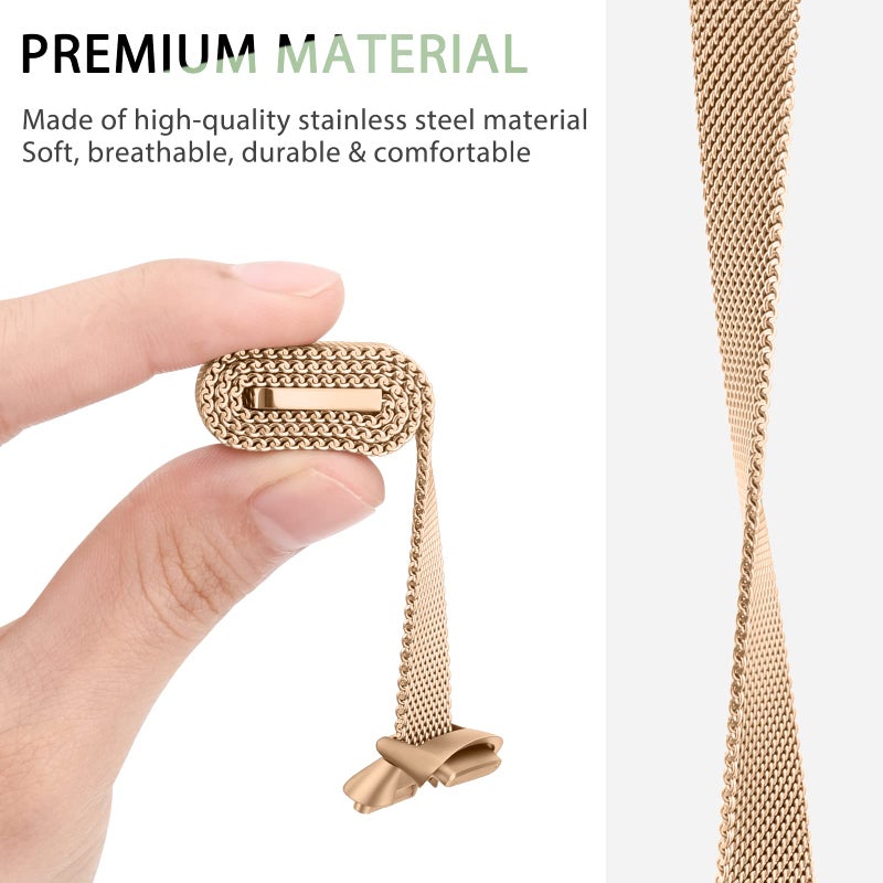 Vanjua Metal Band Compatible with Fitbit Luxe Bands, Stainless Steel Mesh Loop Adjustable Wristband Replacement Strap for Fitbit Luxe/Luxe Special Edition Fitness Tracker Women Men (Rose Gold) - Image 4