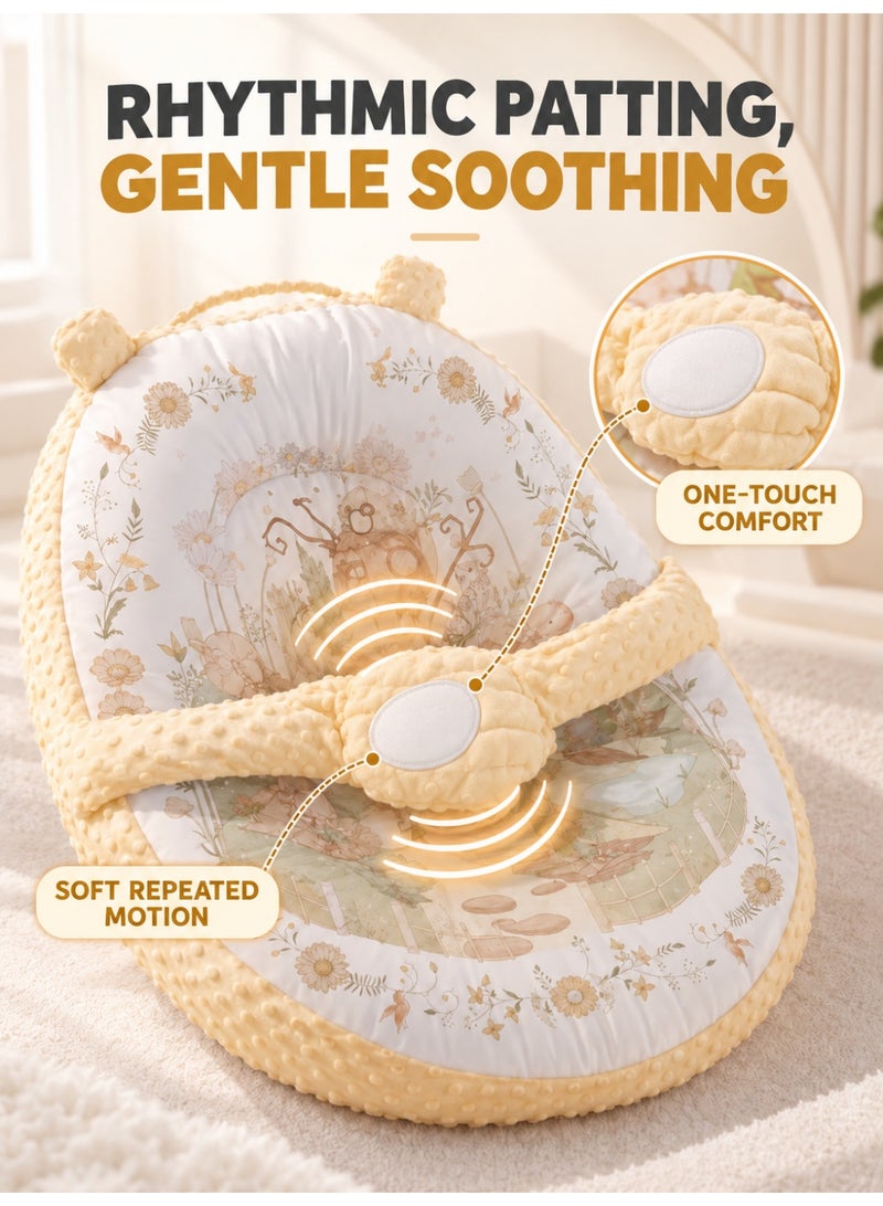 WALALLA Electric Patting Baby Soothing Pillow, 15° Inclined Newborn Sleep Cushion, Anti Startle Infant Nest Pad with Soft Comfort Belt, Cotton & Minky Portable Baby Rest Mat - Image 4