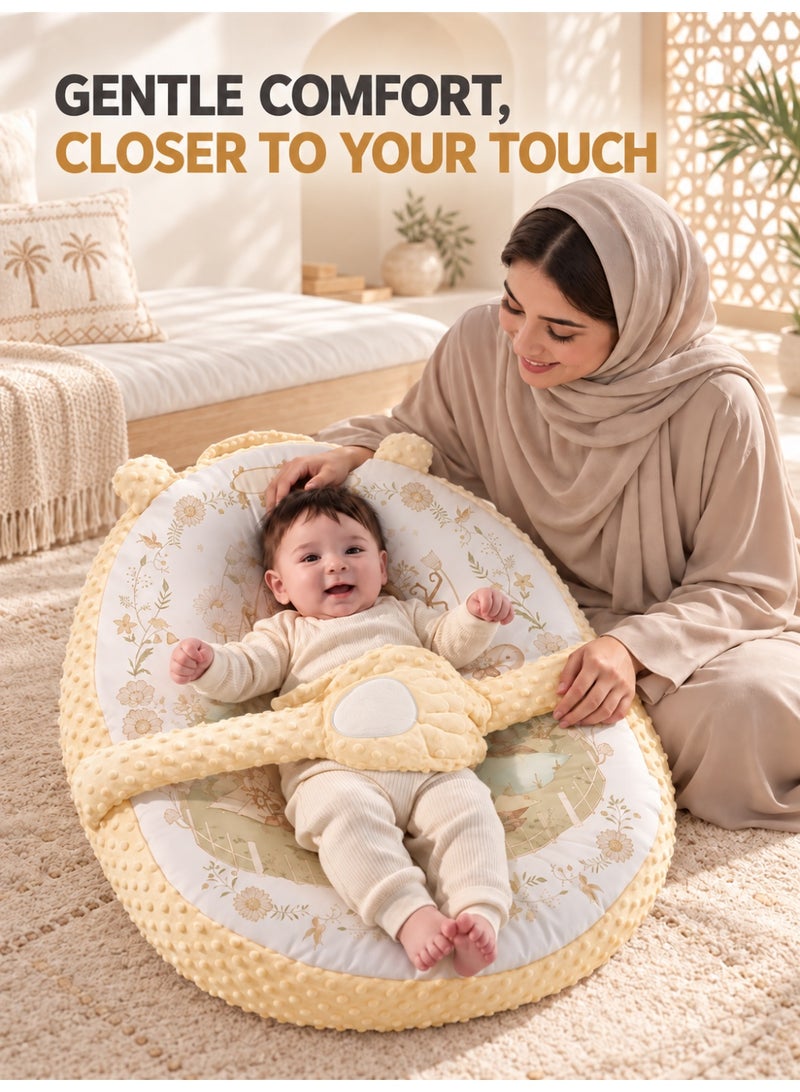 WALALLA Electric Patting Baby Soothing Pillow, 15° Inclined Newborn Sleep Cushion, Anti Startle Infant Nest Pad with Soft Comfort Belt, Cotton & Minky Portable Baby Rest Mat - Image 2