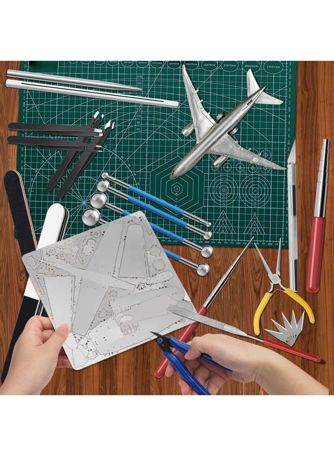 Ahier 23 Pieces Metal Puzzle Tool Kit, Metal Model Tool Kit Including Plier Bending Assist Tools File Flat Tweezers Wire Wrapping Rod, 3D Metal Earth Tool Kit Model Building Tools - Image 2