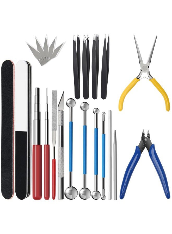 Ahier 23 Pieces Metal Puzzle Tool Kit, Metal Model Tool Kit Including Plier Bending Assist Tools File Flat Tweezers Wire Wrapping Rod, 3D Metal Earth Tool Kit Model Building Tools - Image 1