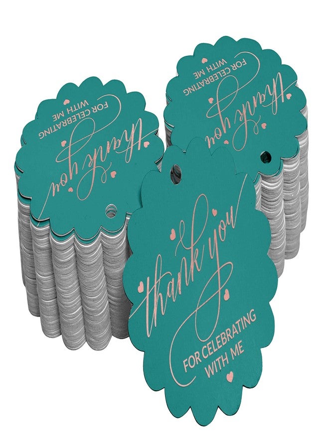 Inkdotpot Pack of 100 Thank You for Celebrating with Me Birthday Favor Paper Tags Craft Rose Gold Foil Hang Tags - Image 1