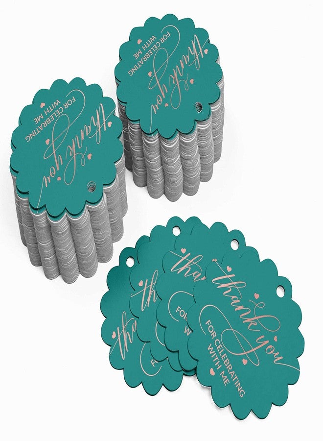 Inkdotpot Pack of 100 Thank You for Celebrating with Me Birthday Favor Paper Tags Craft Rose Gold Foil Hang Tags - Image 3