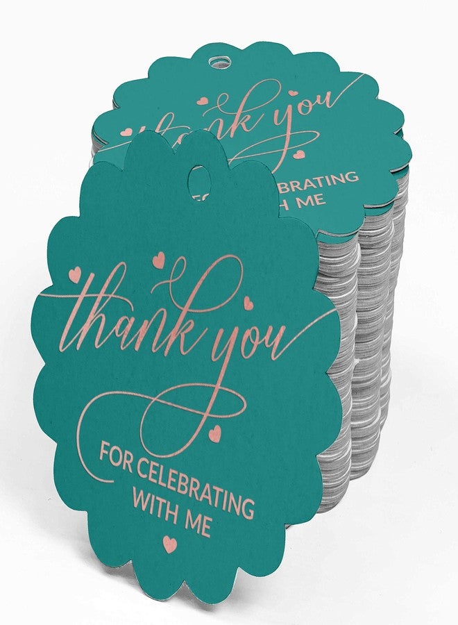 Inkdotpot Pack of 100 Thank You for Celebrating with Me Birthday Favor Paper Tags Craft Rose Gold Foil Hang Tags - Image 4