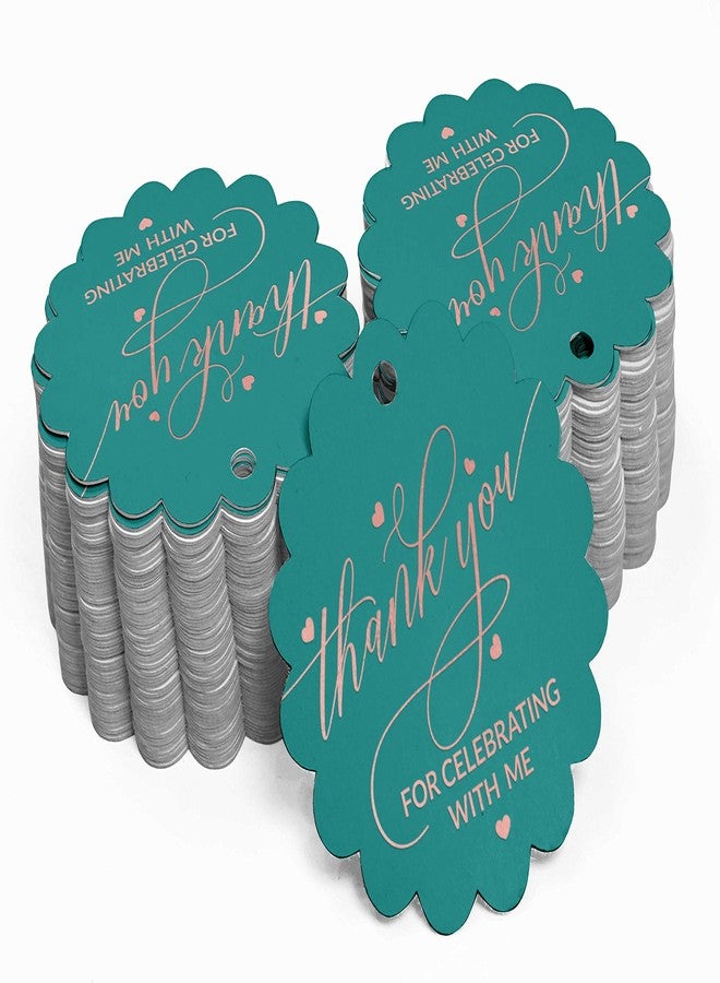 Inkdotpot Pack of 100 Thank You for Celebrating with Me Birthday Favor Paper Tags Craft Rose Gold Foil Hang Tags - Image 2