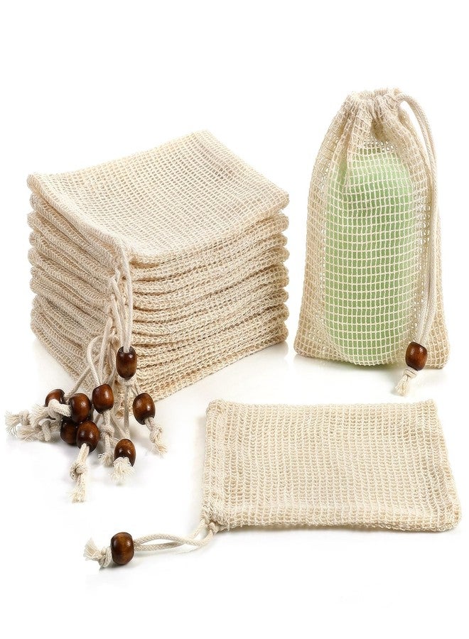 Bruislard Soap Bag 10 Pack Soap Saver Bag Mesh Soap-Bags Natural Sisal Foaming Drying Soaps Holder for Shower (Pure Cotton - Image 1