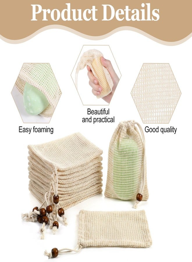 Bruislard Soap Bag 10 Pack Soap Saver Bag Mesh Soap-Bags Natural Sisal Foaming Drying Soaps Holder for Shower (Pure Cotton - Image 3